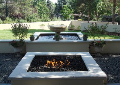 Custom Fire Pit, Formal Water Feature, Ornamental Bed Spaces, Outdoor Room