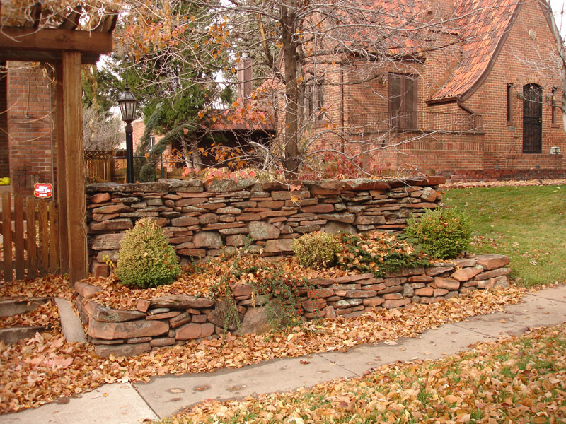 Stone Retaining Wall, Pergola, Outdoor Planting Spaces